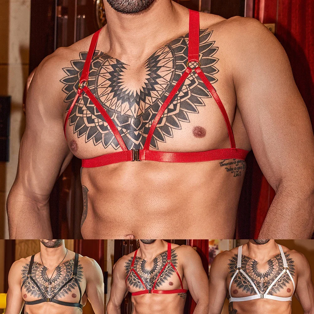 

Mens Sexy Lingerie Hollow Rope Clothing Tops Triangle Adjustable Intimates Tight Costume Body Bondage Belt Nightclub Hombre