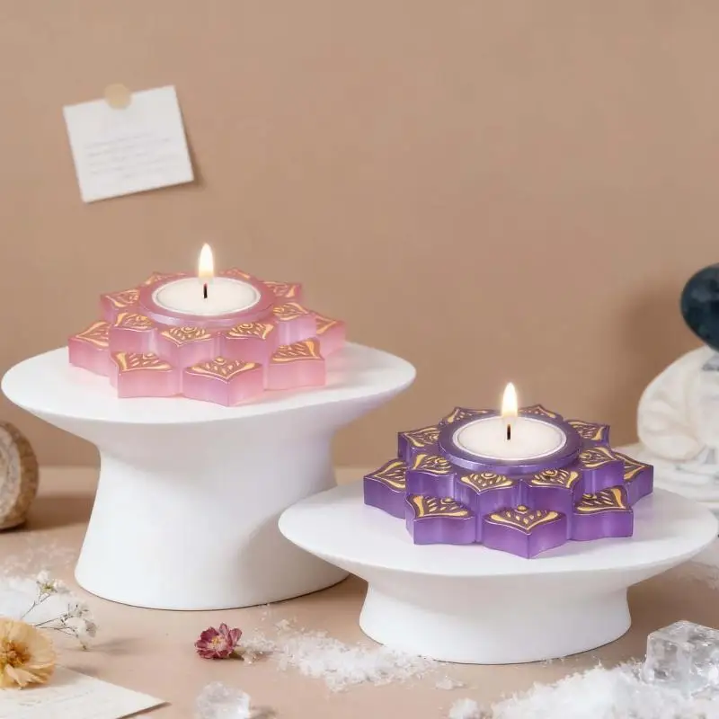 Beton-Kerzenhalter-Silikonform, Runde Lotus-Kerzenhalter-Gipsform, DIY Handgemachte Epoxidharz-Kerzenständer-Formwerkzeug – Detail 10