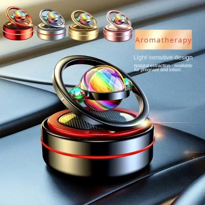 Difusor de Aromas para Auto con Energía Solar, Ambientador Giratorio Automático, Decoración para Vehículo, Perfume para Auto, Accesorio Ornamental