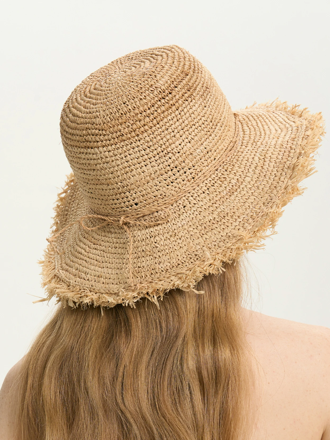 USPOP New Summer Handmade Crochet Raffia Straw Hat for Women Large Brim Sun Hat Foldable Bow Tie Fur-edged Beach Hat