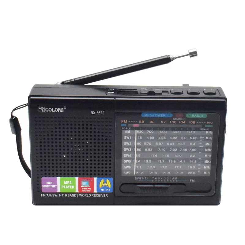 Portable radio FM AM SW radio with USB TF card speaker Pocket radio for hiking and camping