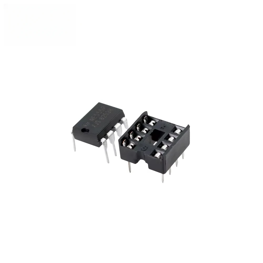 20 buah NE555 NE555P Timer pemrograman osilator Chip IC 555 & 8 Pin DIP Kit soket (masing-masing 10)