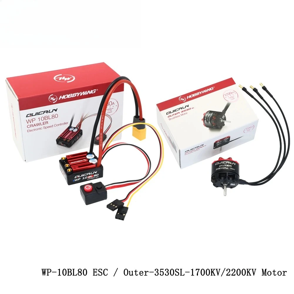 Hobbywing Quicrun WP 10BL80 2-4S 80A Waterproof ESC / Outer-3530SL-1700KV / 2200KV Brushless Motor For 1/10 RC Crawlers Car