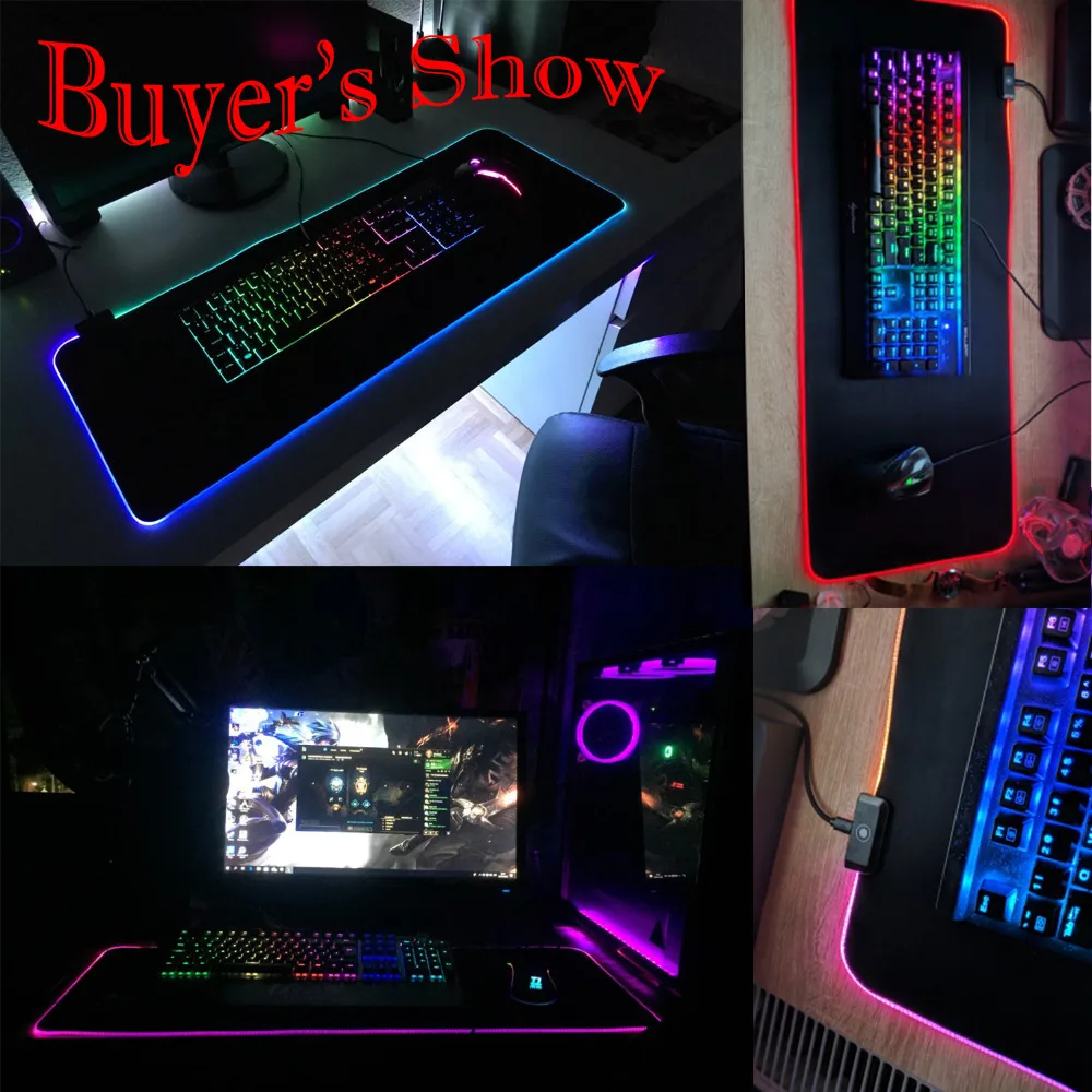 Vococal 90X40CM Lớn RGB Miếng Lót Chuột USB Có Dây LED Chơi Game Mousepad Chuột Cho Máy Tính Laptop Overwatch pubg Dota 2 Borderlands
