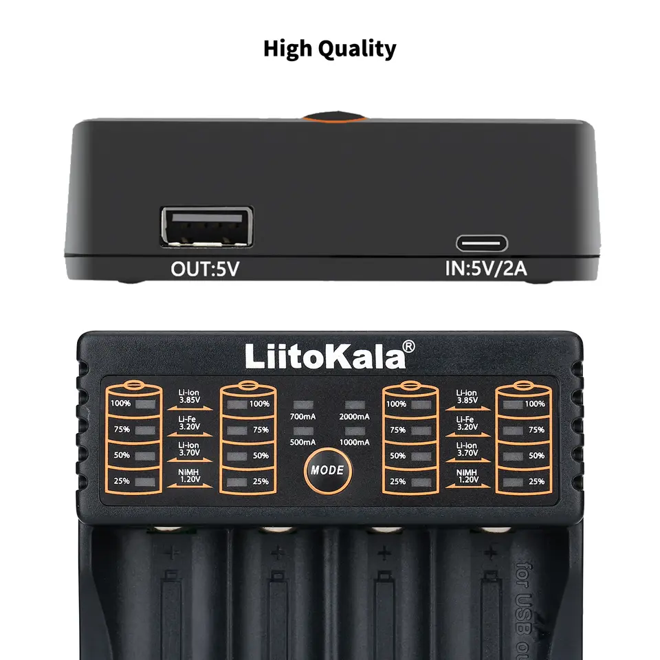 شاحن بطارية ذكي عالمي LiitoKala Lii-402 متوافق مع أحجام متعددة بما في ذلك بطاريات 18650 و26650 و18500 - 5