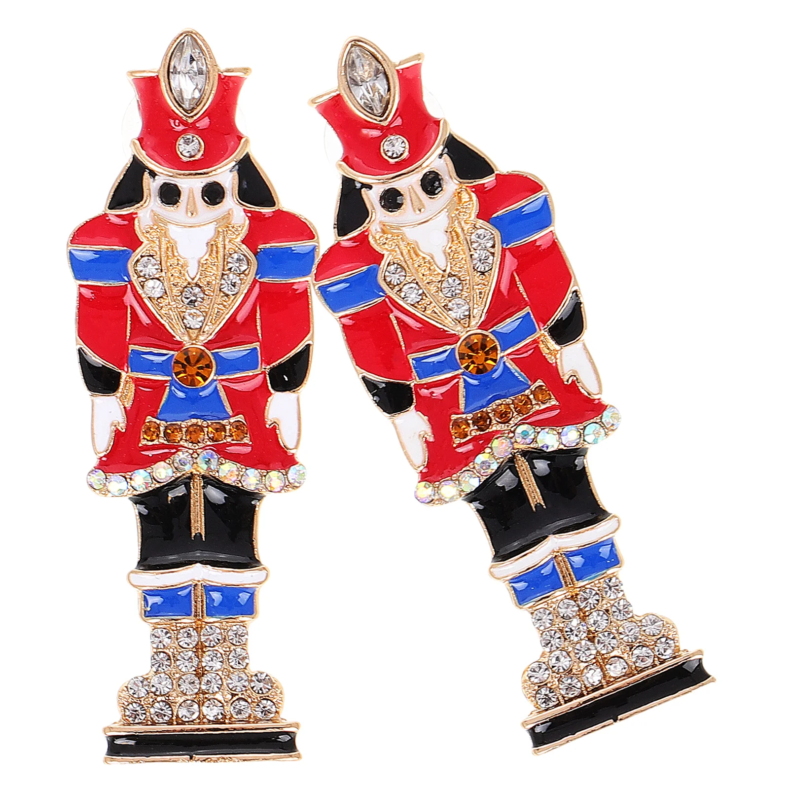 

Nutcracker Rhinestone Earrings Christmas Studs Nutcracker Soldier Design Cute Holiday Party Favor Xmas Jewelry