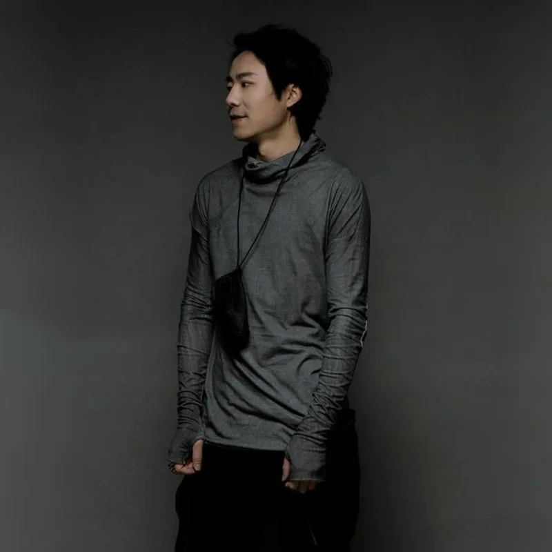 HKSH Spring New Men Original Vintage Waste Land Fit Long Sleeve Hooded Thin Cotton Niche Trendy T-shirt Avant-Garde Tees HK25968
