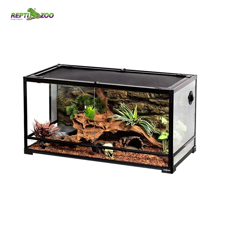 2025 REPTIZOO 50 Gal 189 L Reptile Tank With Full Glass Sides Custom  Reptile Habitat Products Black Reptile Terrarium Cage