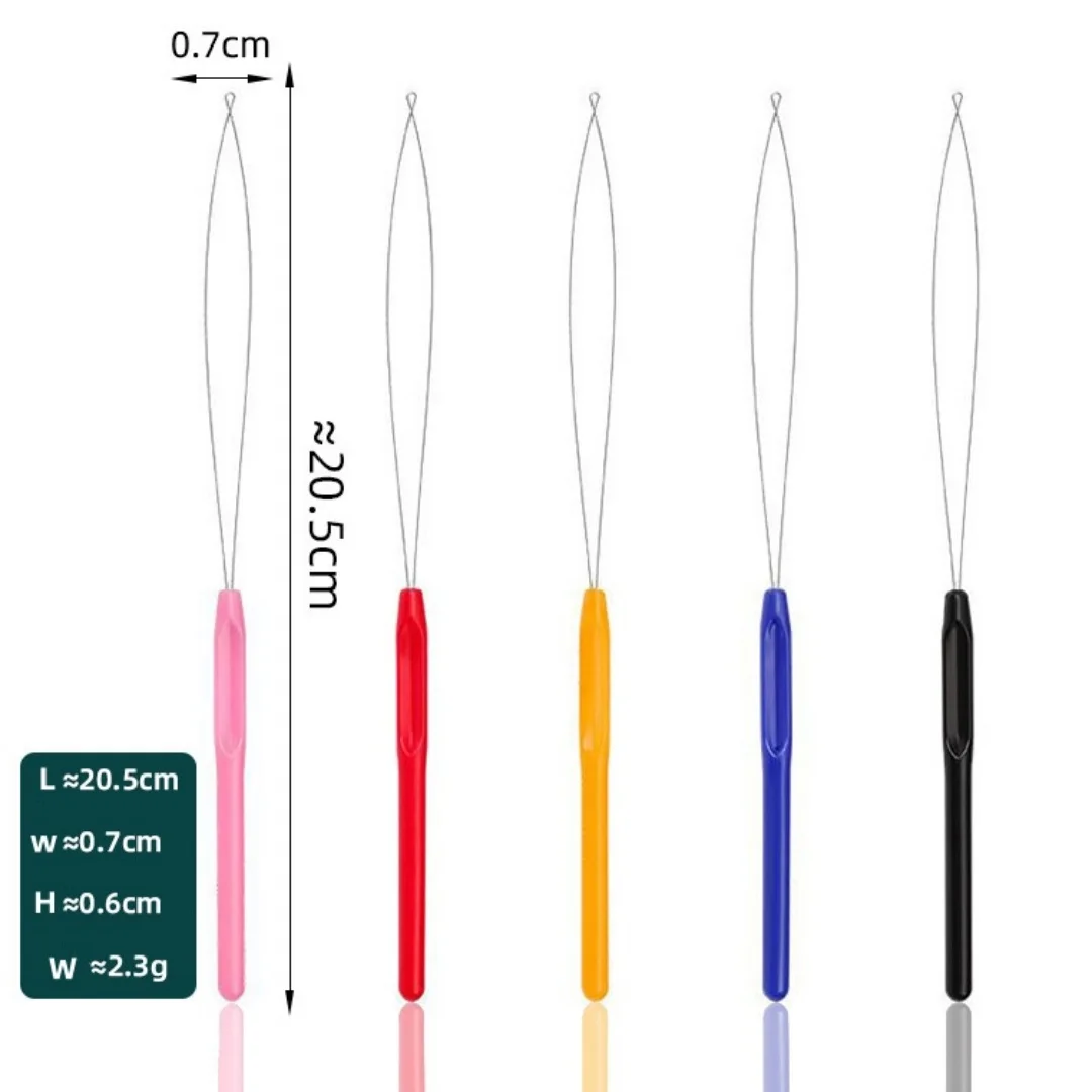 mixed color 24 pcs  rings loop tool loop threader pulling needle used with hair and beads for human hair feather extension tools