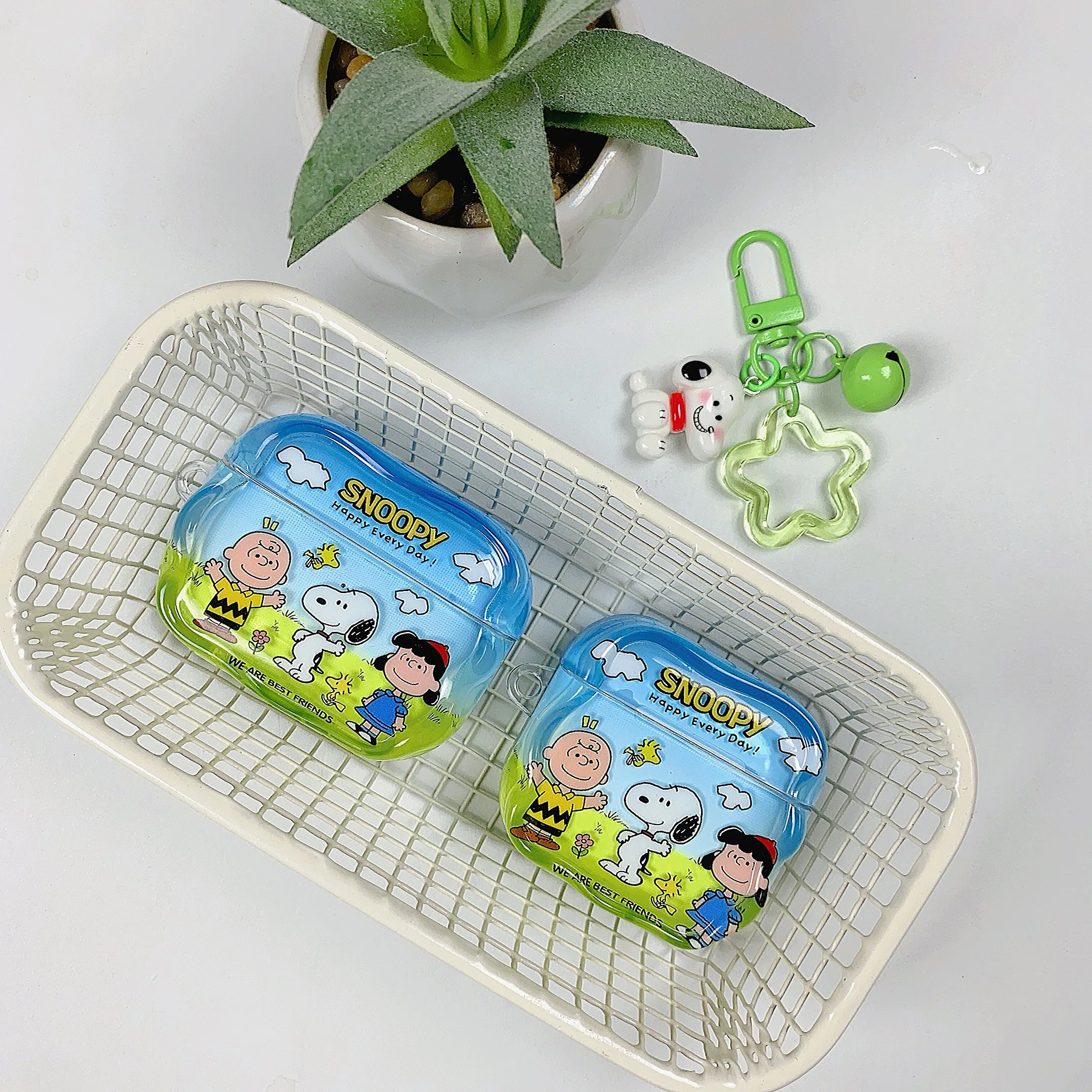 Eye-catching Style For Snoopy Wave Border Earphone Case For Apple AirPods Pro 3 2 1 AirPods 1 3 2 4 With Accessories TPU Cover