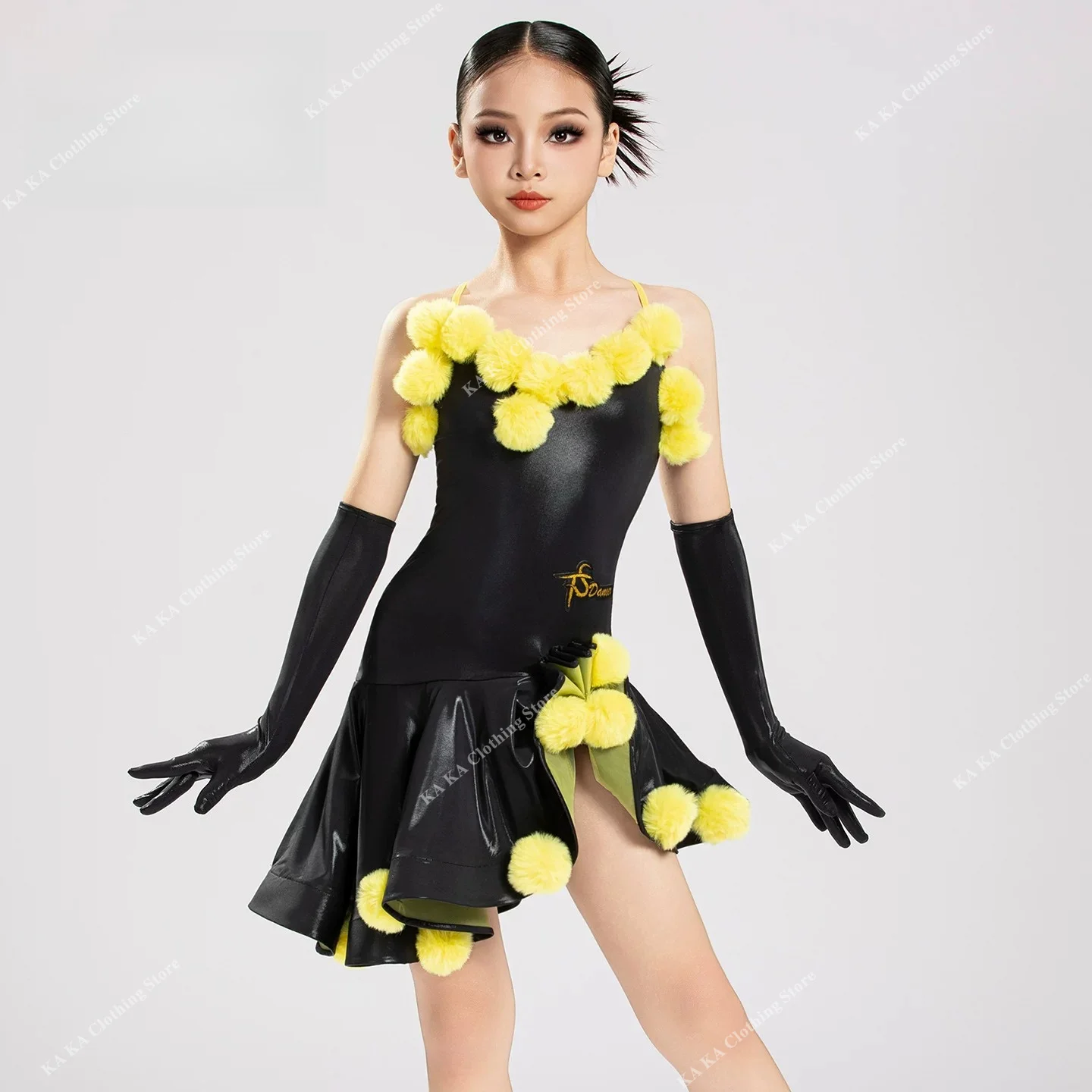 Latin Dance Dress Girls Rumba Tango Samba Dance Skirt Girls Latin Practice Dress Kids Competition Ballroom Dance Dress Standard
