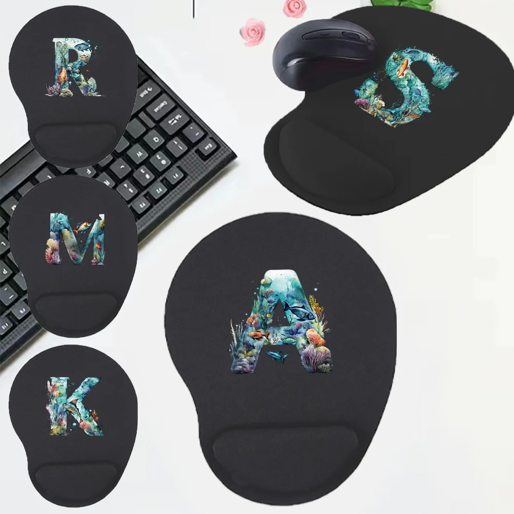 Computer Mousepad Ergonomic Mouse Pad Wrist Pad Fish Letter Series Non-slip Wrist Rest Support Mat for PC Laptop Computer