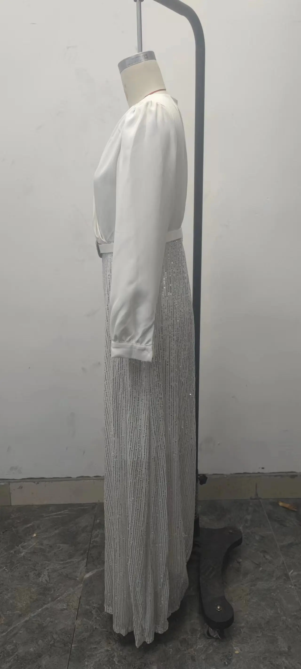 jumpsuit Women Spring Autumn, High-end V-neck Long Sleeved Shirt, Elegant Temperament, Cinched Waist, Sequins, French Wide Legs