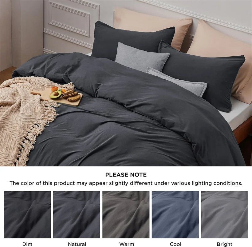 1Pcs Duvet Cover 100% Washed Cotton Quilt Cover Minimalist Ins Style Bedding Blanket Cover for Single Double Queen King Size