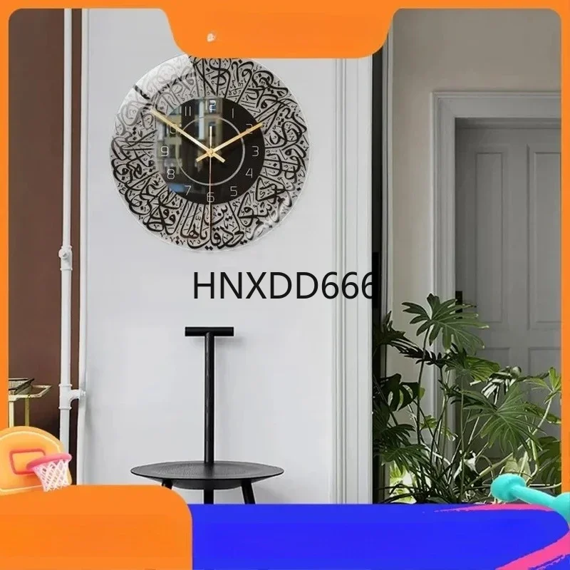 Islamic Quartz Wall Clock with Pendulum - Decorative Acrylic Art for Living Room and Indoor Spaces