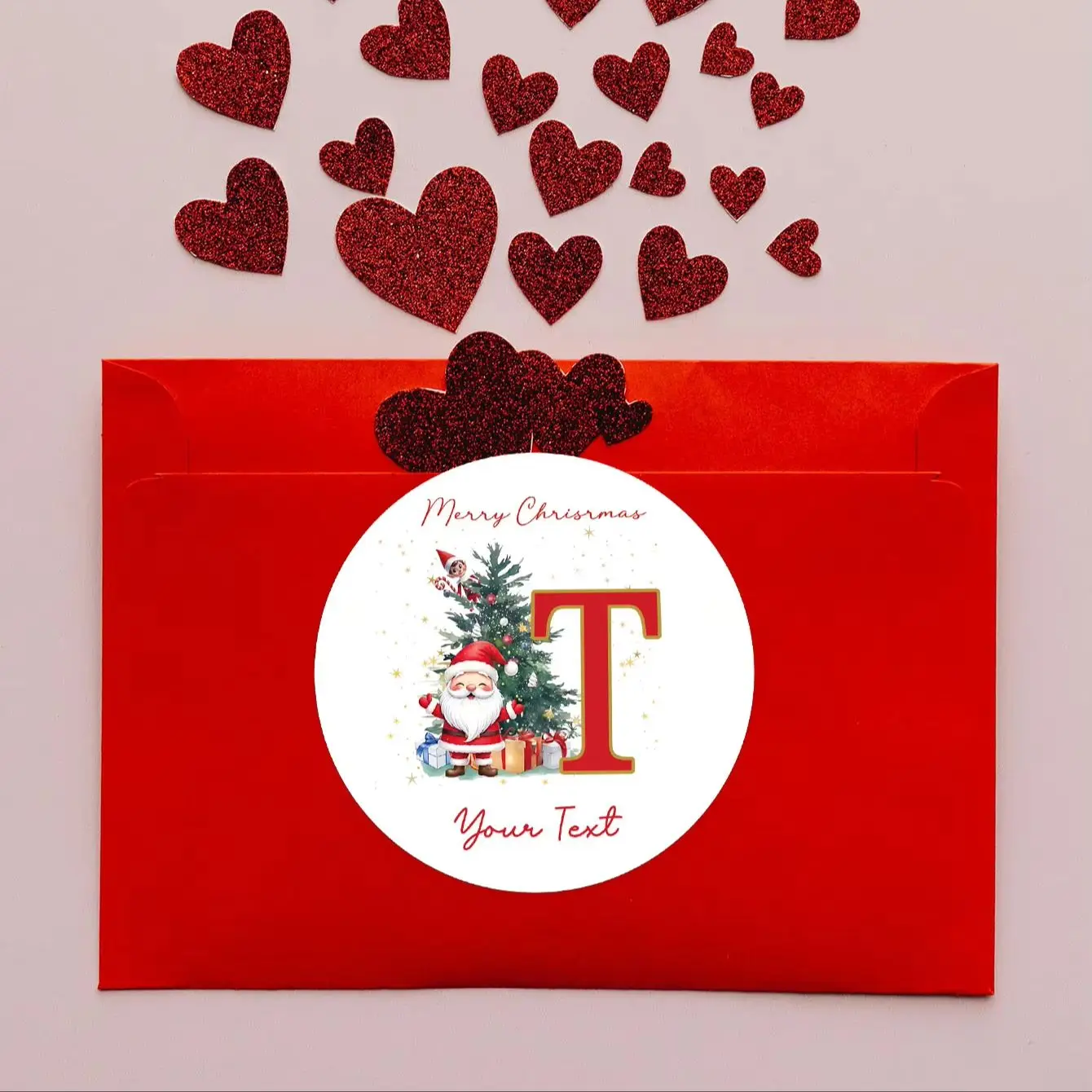 1-100Pcs Round Custom Stickers with Personalized Letters&Text for Holiday Package Seals,Xmas Scrapbook&Friend Celebration Decor