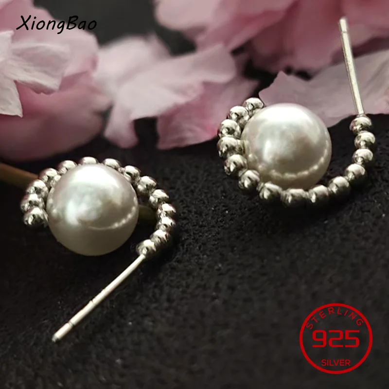 

Moment Charm Earrings Pave Pearl Sparkling Earring For Engagement Anniversary brincos bijoux Stamp 925 Sterling Silver Women