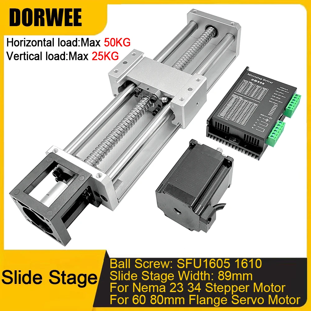 

Optical Axis Linear Guide Stage Ball Screw Sliding Table Linear Rail Guide Stage Single Axis Robot CNC Motion Stage SFU1605 1610