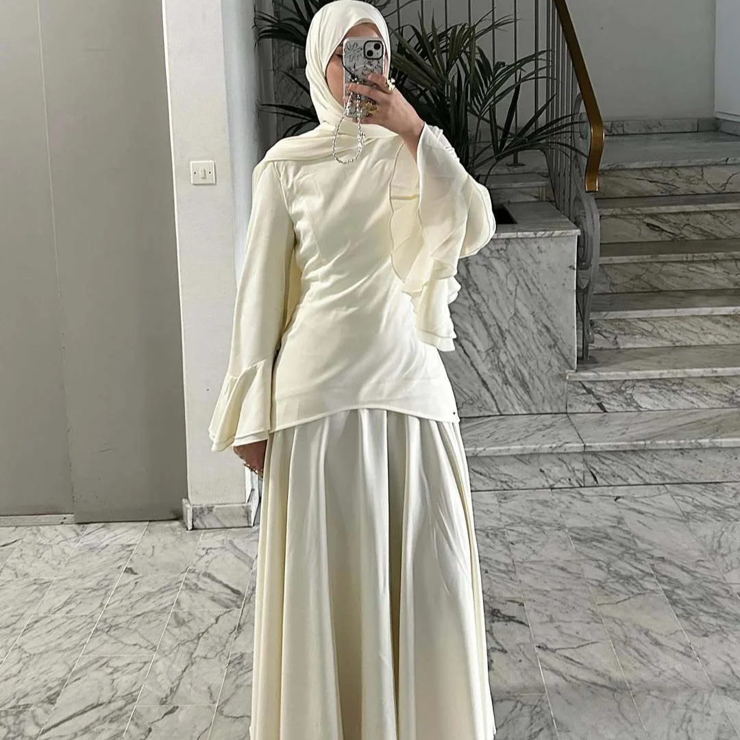 Skirt Suit Women Eid Blouse Long Skirts 2 Piece Sets Muslim Modest Outfits Morocco Flare Sleeve Dubai Top Ensemble Ramadan 2026