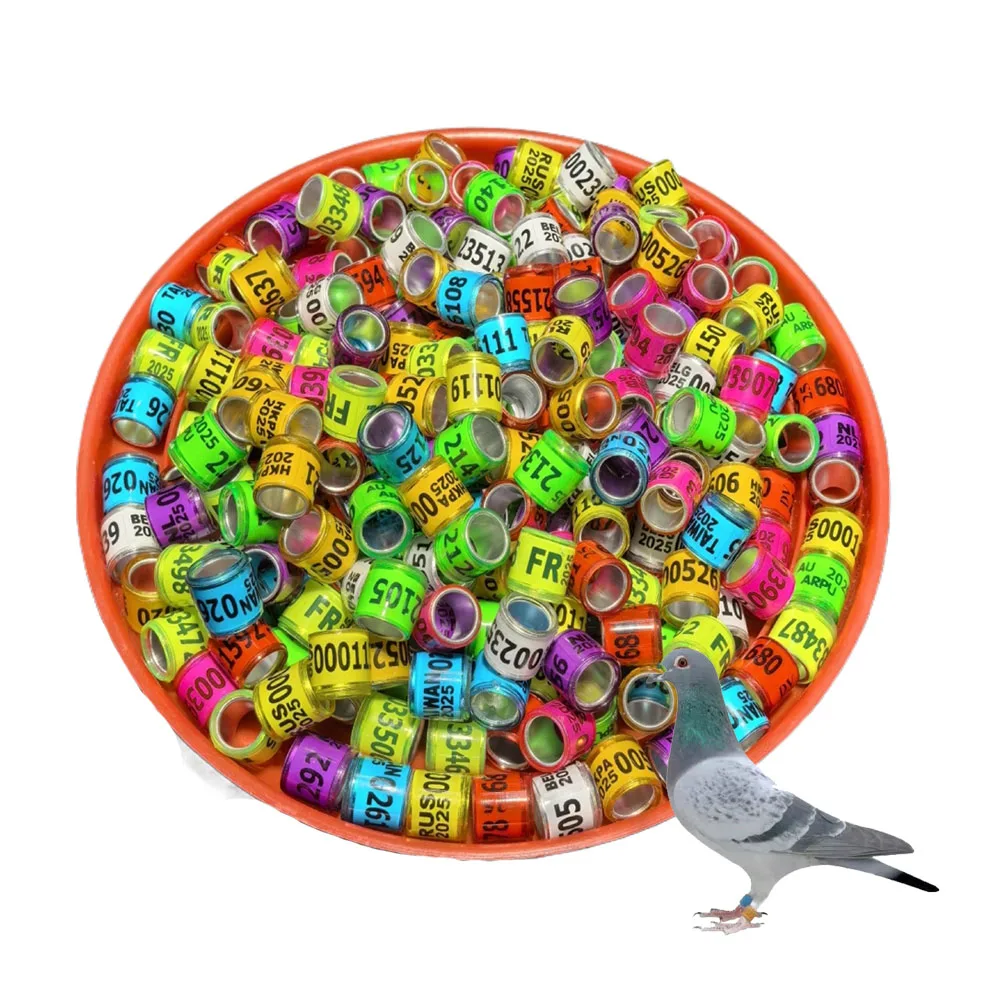 50 Pcs 2025 Multicolor Pigeon Foot Ring With Word Earrings Quality Durable Bird Ring Racing Pigeon Foot Ring Bird Tools