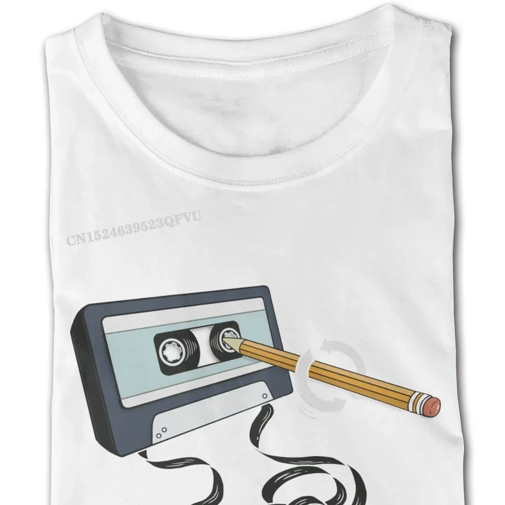 Cotton Cassette Tape Men Tshirt Custom Vintage Music Valentine's Men Oversized Kawaii T-Shirt Camisa Streetwear