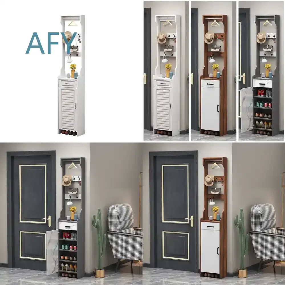 Entry Shoe Cabinet Hanger for Small Apartment Entrance Storage Cabinet Single Door Narrow Modern Simple Household Organizer