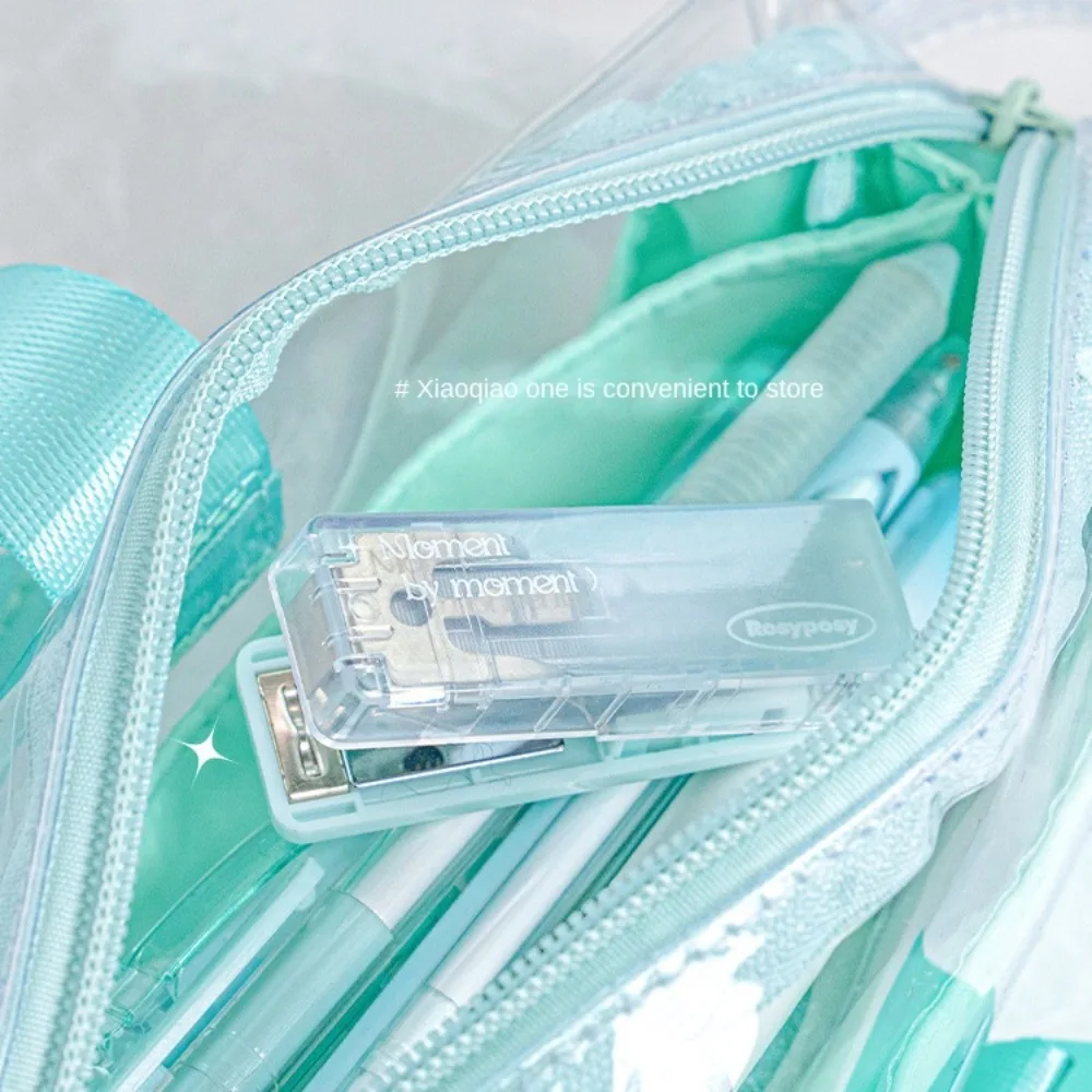 Bookbinding Tool Transparent Mini Stapler Clamp Stapler Creative Gradient Stapler Lightweight Portable Mini Stapler Simplicity