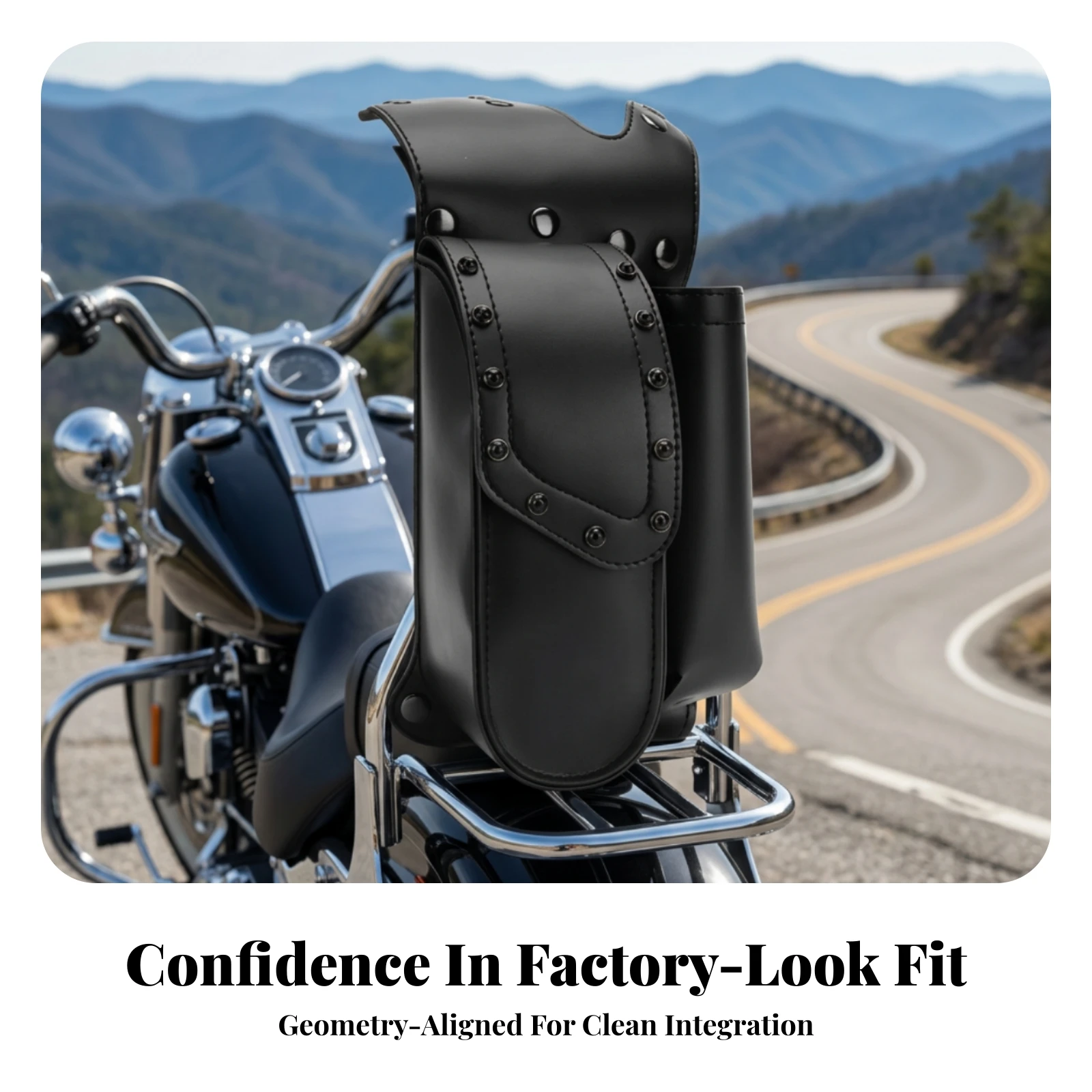 Motorcycle Side Bag with Mounting Tabs Water-Resistant Motorcycle Side Bag Saddle Bags Rivet-Style Luggage Quick-Release