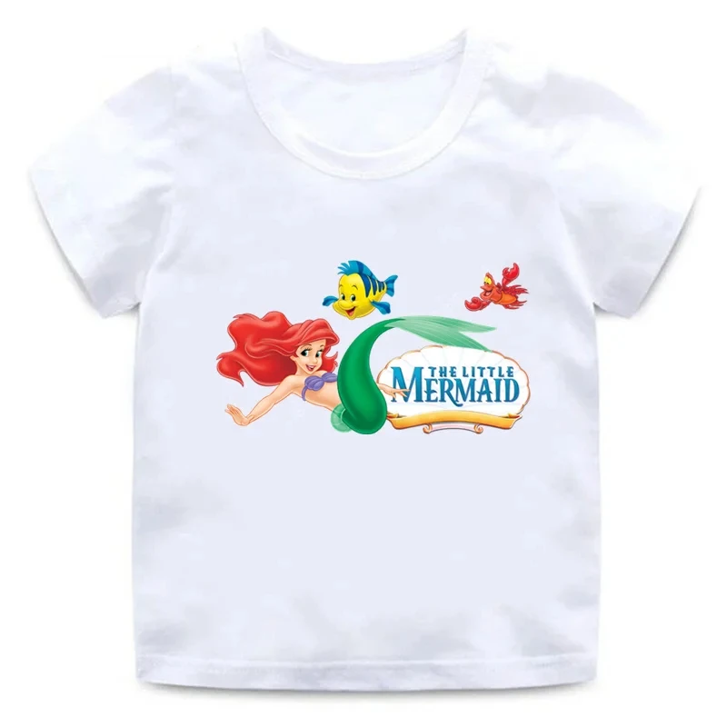 

Hot Sale The Little Mermaid Ariel Princess Print Cute Kids T-Shirts Girls Clothes Baby Boys T shirt Summer Children Tops,ooo5896