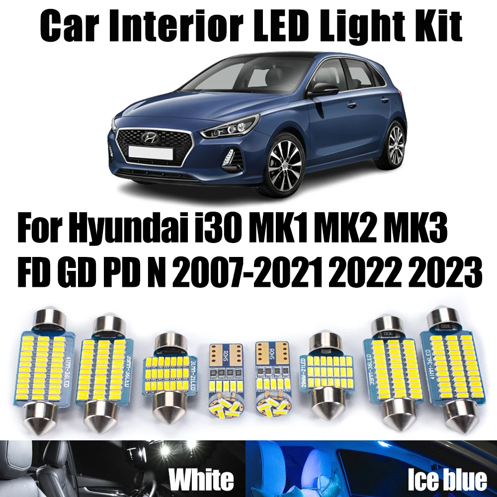 

LED Interior Map Dome Light Kit For Hyundai i30 MK1 MK2 MK3 FD GD PD N 2007- 2020 2021 2022 2023 Car Accessories Reading Bulb