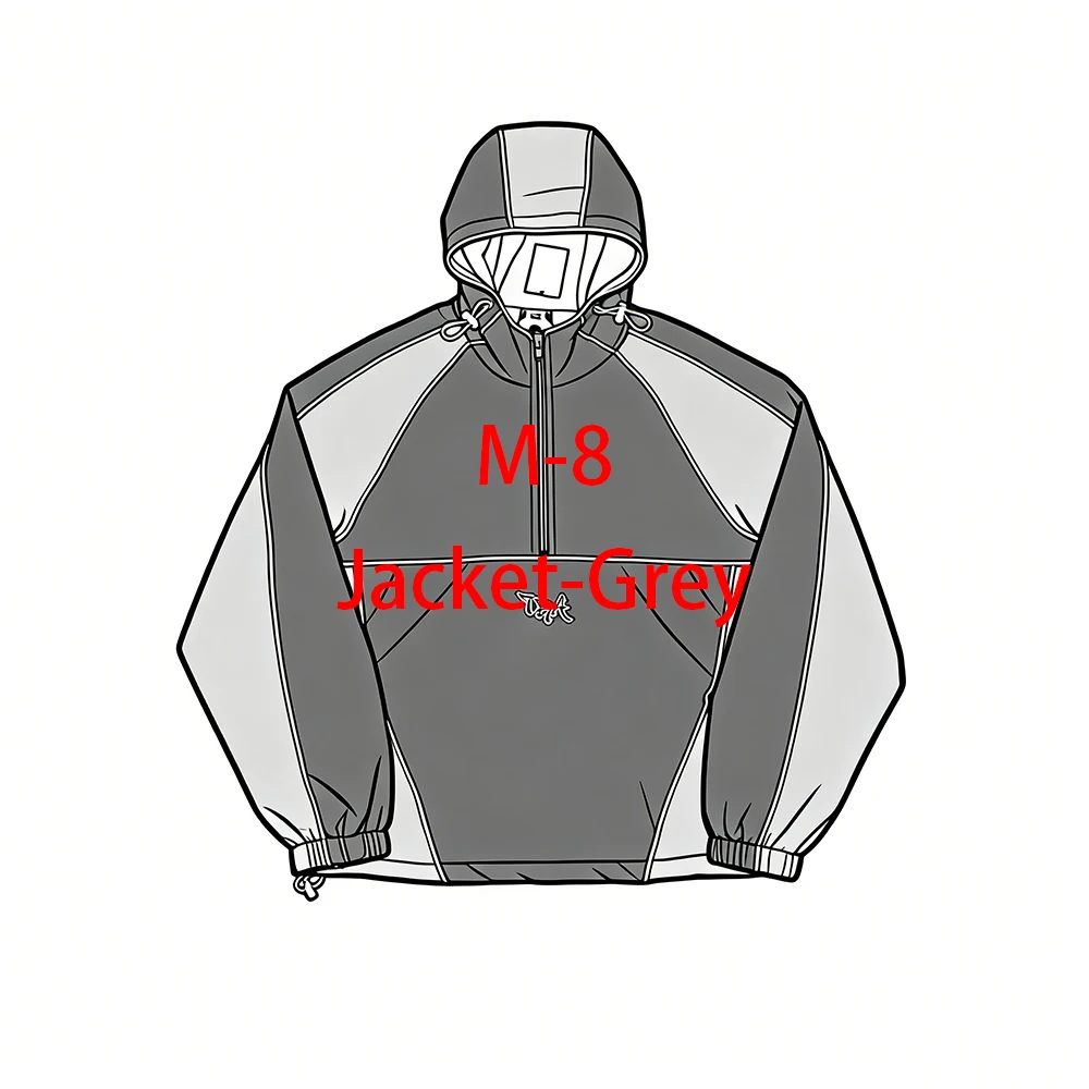 M-8 Men's Casual Outdoor Sports Waterproof and Windproof Jacket Dark Gray Mixed with Light Gray