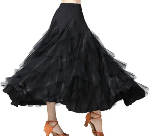 

Jupe longue de valse pour femmes, 1 pièce/lot, Costume de danse Flamenco pour salle de bal, grande balançoire classique, jupe