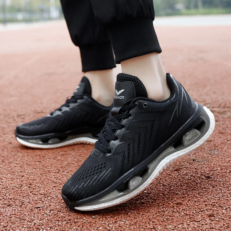 

Мужские кроссовки с воздушной подушкой, высокоэластичная амортизирующая мягкая подошва, дышащая однотонная спортивная обувь