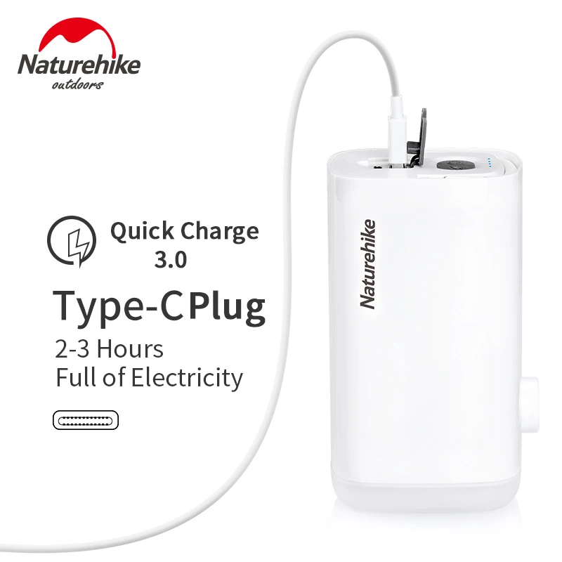 Naturehike MINI 8800mAH 3 in 1 Multifunctional Air Pump Portable Inflation Lighting Charging Treasure With Multi Interface