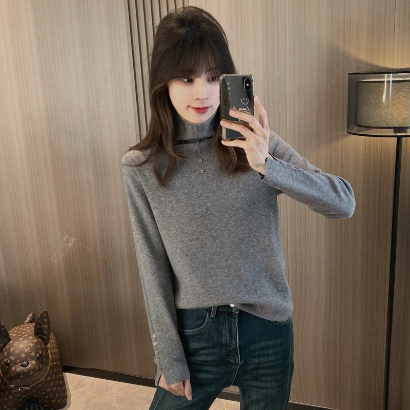 

Универсальный вязаный свитер на пуговицах для женщин, осенне-зимний, для ношения под одеждой, дизайнерский, маленький размер, из смесовой шерсти