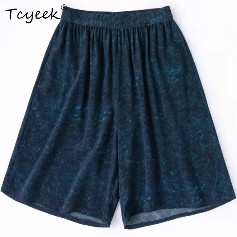 

Tcyeek 100% Real Mulberry Silk Shorts for Women 2026 Summer Casual Woman Beach Shorts Female Clothing Pantalones Cortos De Mujer