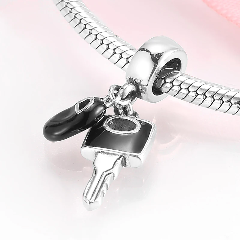 Creative Car Tools 925 Sterling Silver  Retro Car Keys Bicycle Pendant Charm Fit Original Bracelet Diy Jewelry Accessories Beads