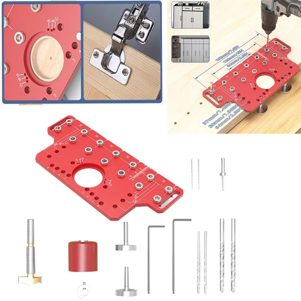 Shelf Pin Drilling Jig And Hinge Hole Drill 3 In 1 Woodworking Hole Drilling Guide Cabinet Shelf Hole Jig Door Hinge Hole Opener