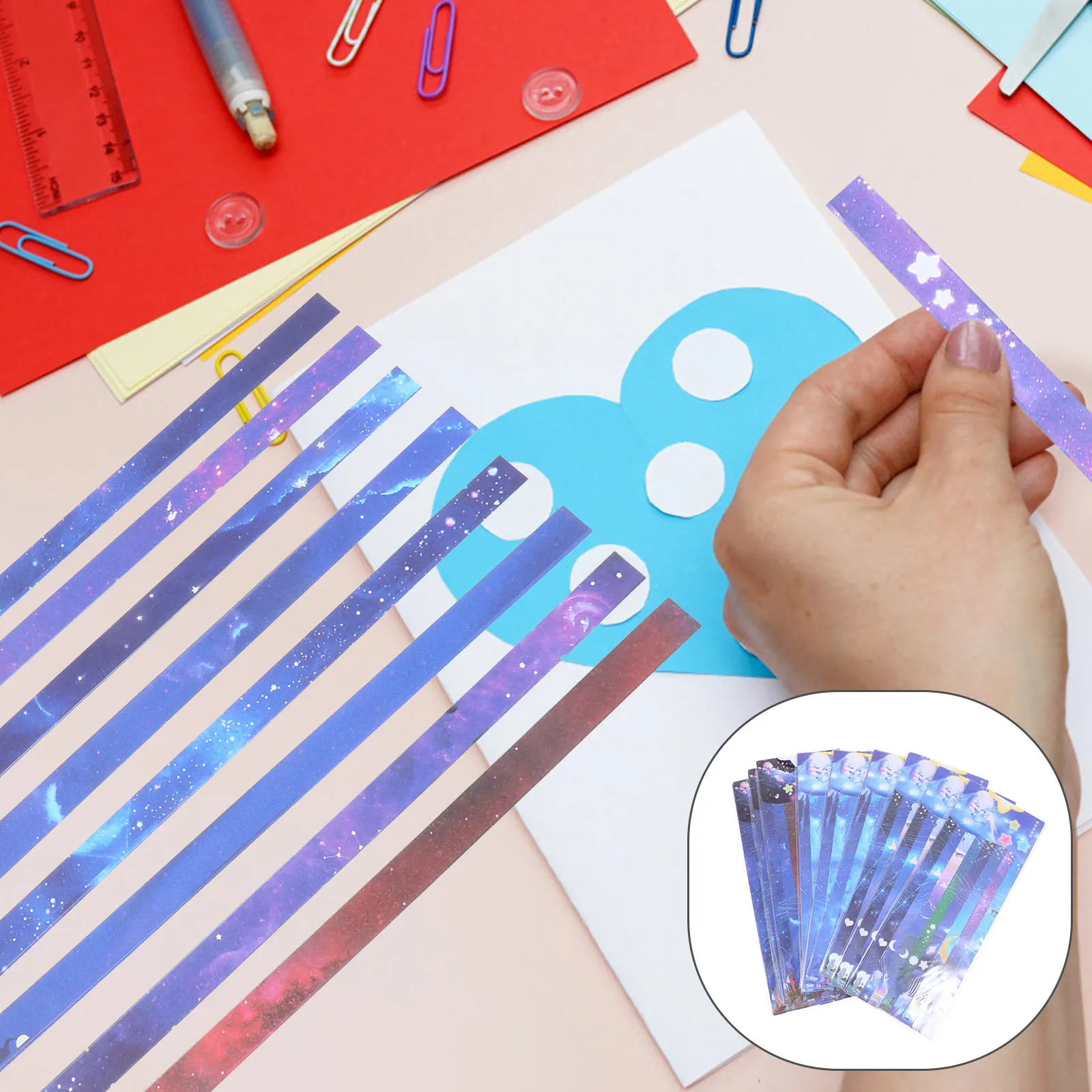 

1244pcs Pentagram Theme Paper Craft Folding Strips DIY Colorful Crafts Pentagram Paper H made Accessories