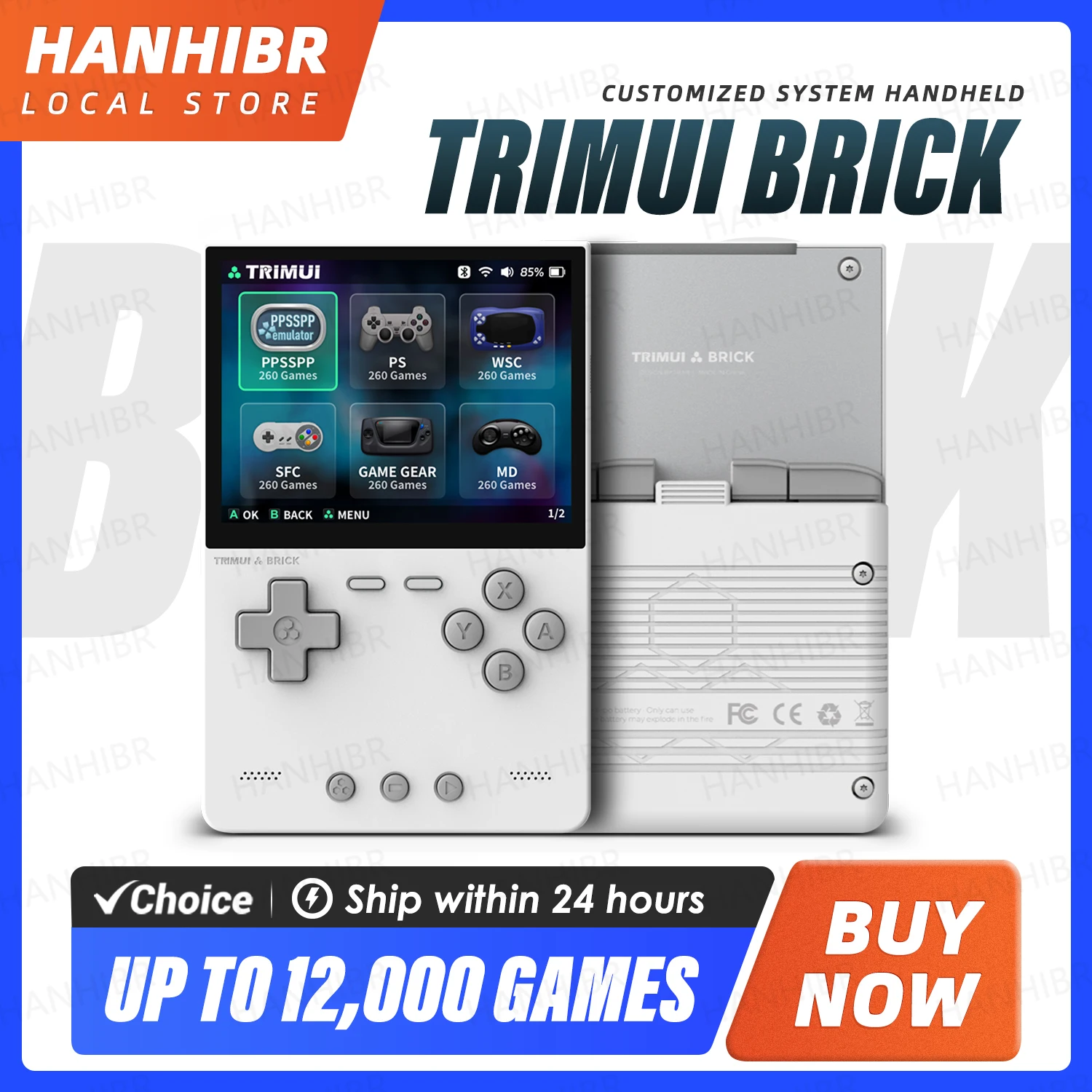 TRIMUI BRICK Handheld Game Console 3.2'' IPS Screen Linux System Trimui UI Metal Back Panel Key LED Lighting Free Keycap Gifts