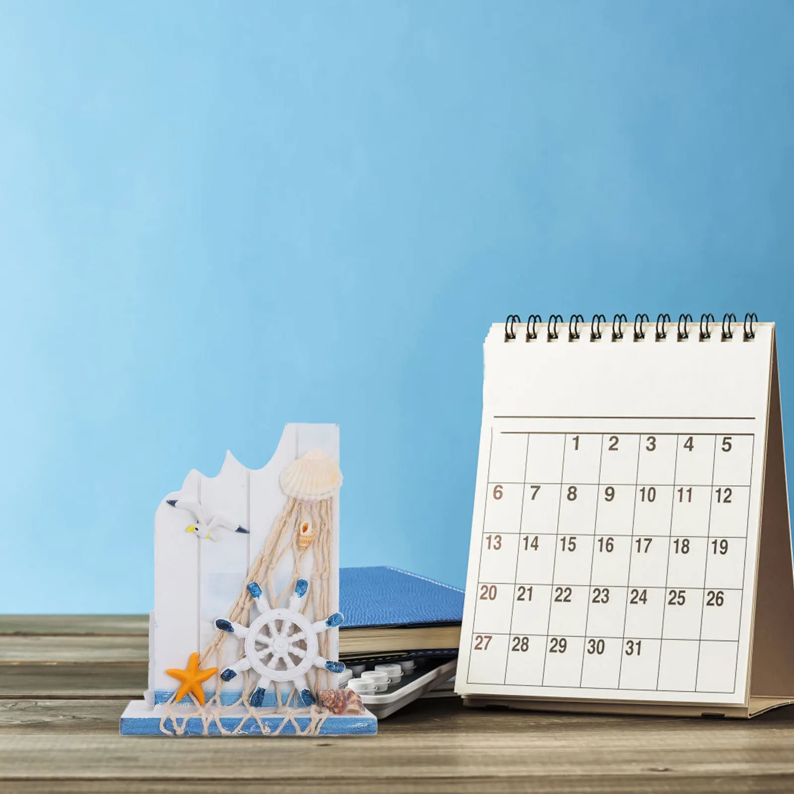 

Wooden Pen Holder Creative Mediterranean Style Desk Organizer for Office Home Decoration Desktop Stationery Storage Nordic