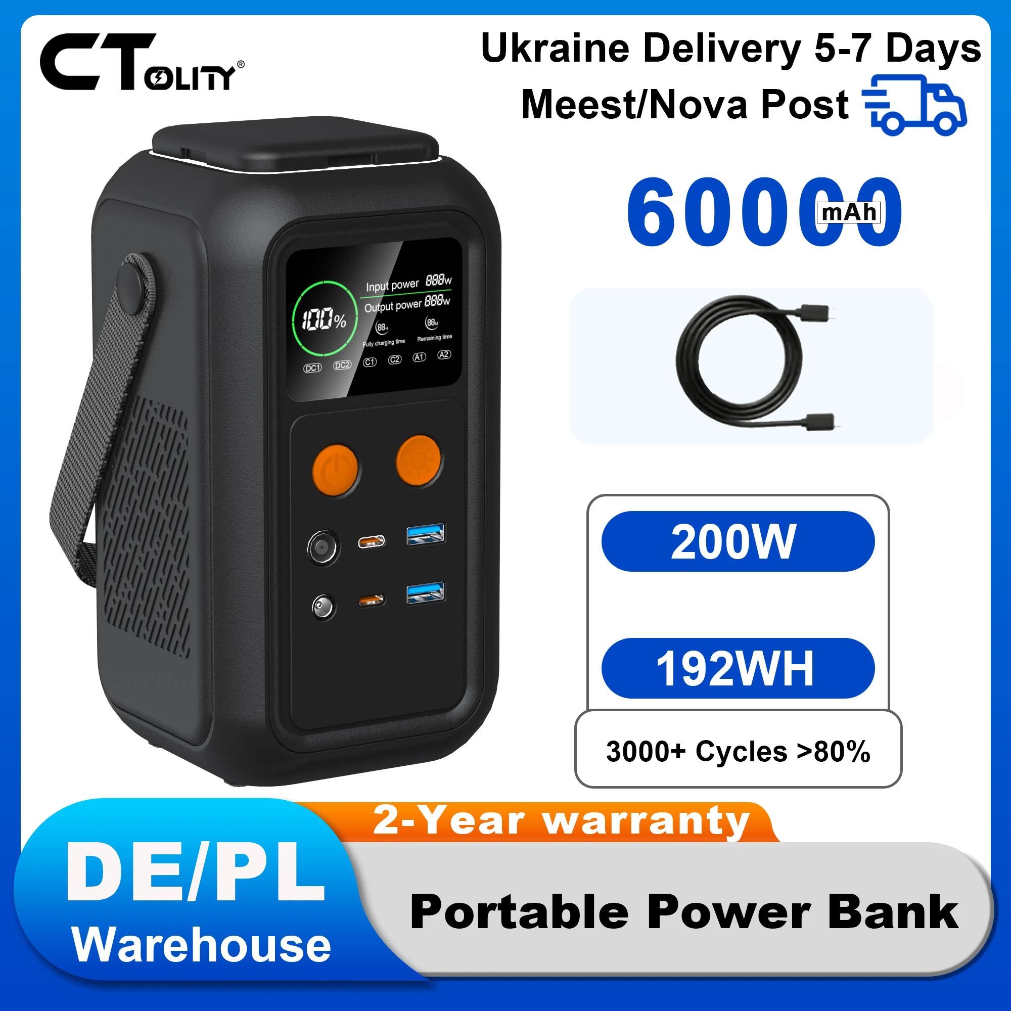 

CTOLITY AXP200 192 Втч 200 Вт 60000 мАч солнечный генератор портативная мобильная электростанция Lifepo4 аккумулятор для наружного хранения энергии RV