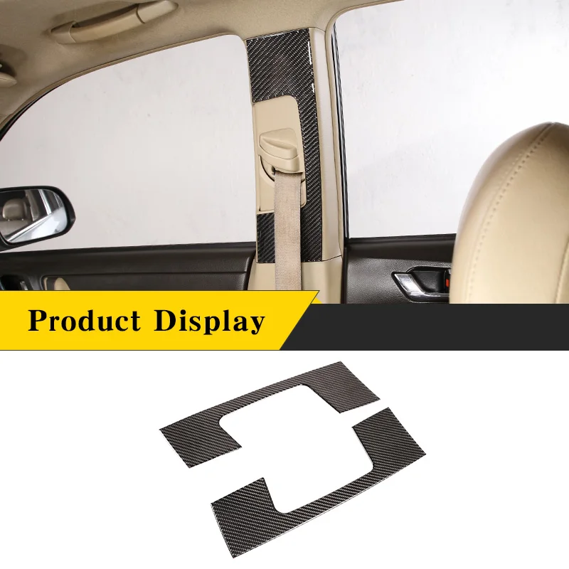 For Toyota Highlander 2009-2013 Front Seat Belt Panel Trim Frame Cover Sticker Real Carbon Fiber Interior Car Accessories