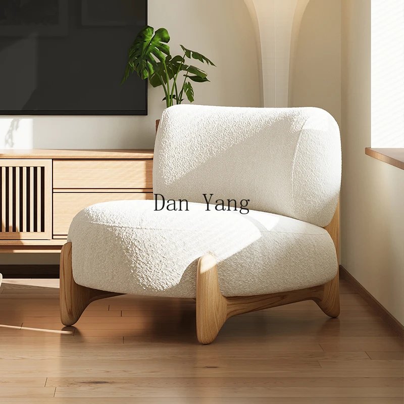 WSQ Balcony Living Room Single Sofa Chair Designer Homestay Rest Area Reception Lazy Solid Wood High-end Log Leisure Chair