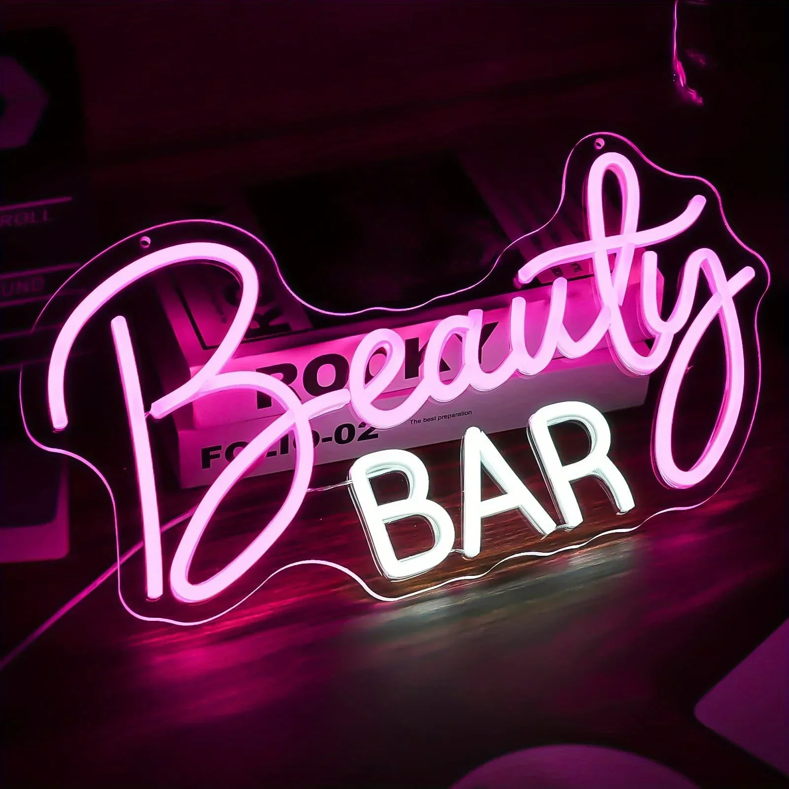 Beauty Bar Neon Sign LED Wall Art USB Powered White Illuminated Decor Salon Studio Bedroom Bachelorette Party Aesthetic Light