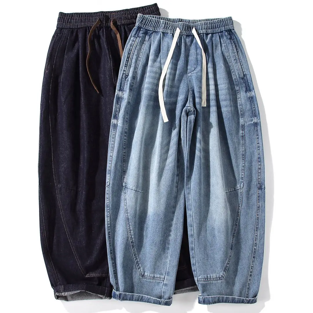 

Мужские джинсы в американском ретро-стиле: модные прямые широкие брюки из денима для осени и зимы, свободные повседневные джинсы с широкими штанинами