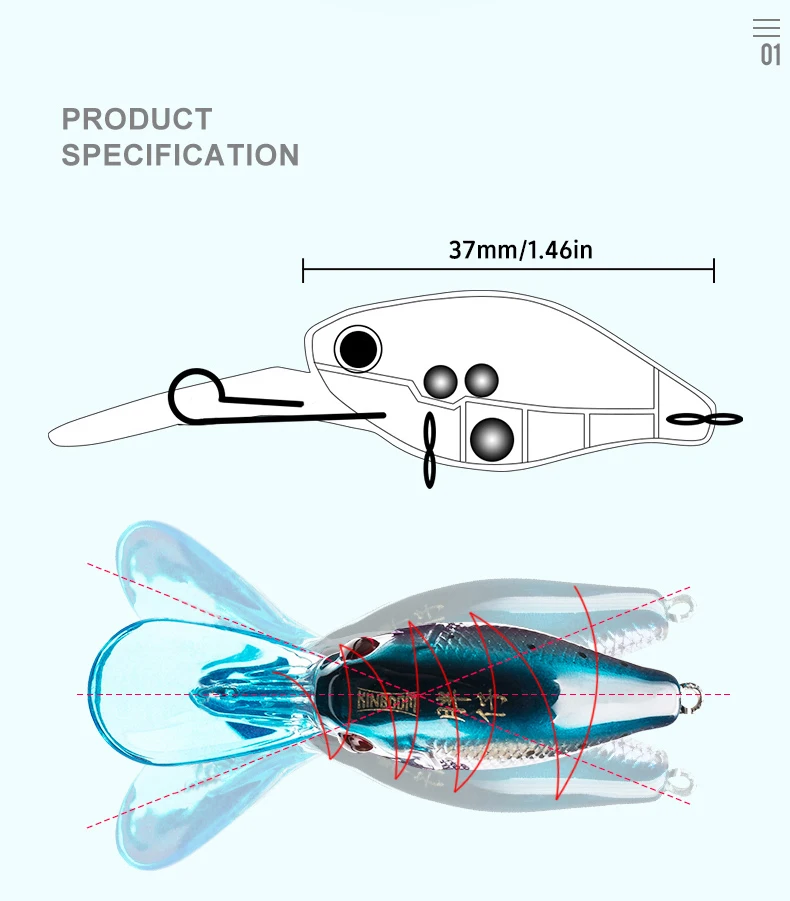 Kingdom Crazy Crankbaits Langsam Sinkende Angelköder Mini Minnow Swing Kleine Cranks Harte Köder 5g 37mm Wobbler Angelzubehör – Detail 4