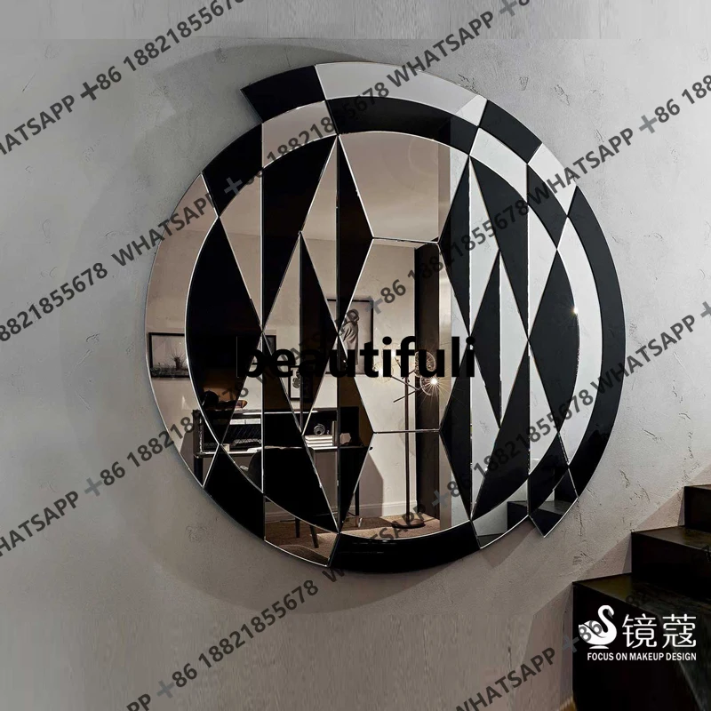 Nordic irregular round wall-mounted collage decorative mirror art mirror soft decoration designer mirror