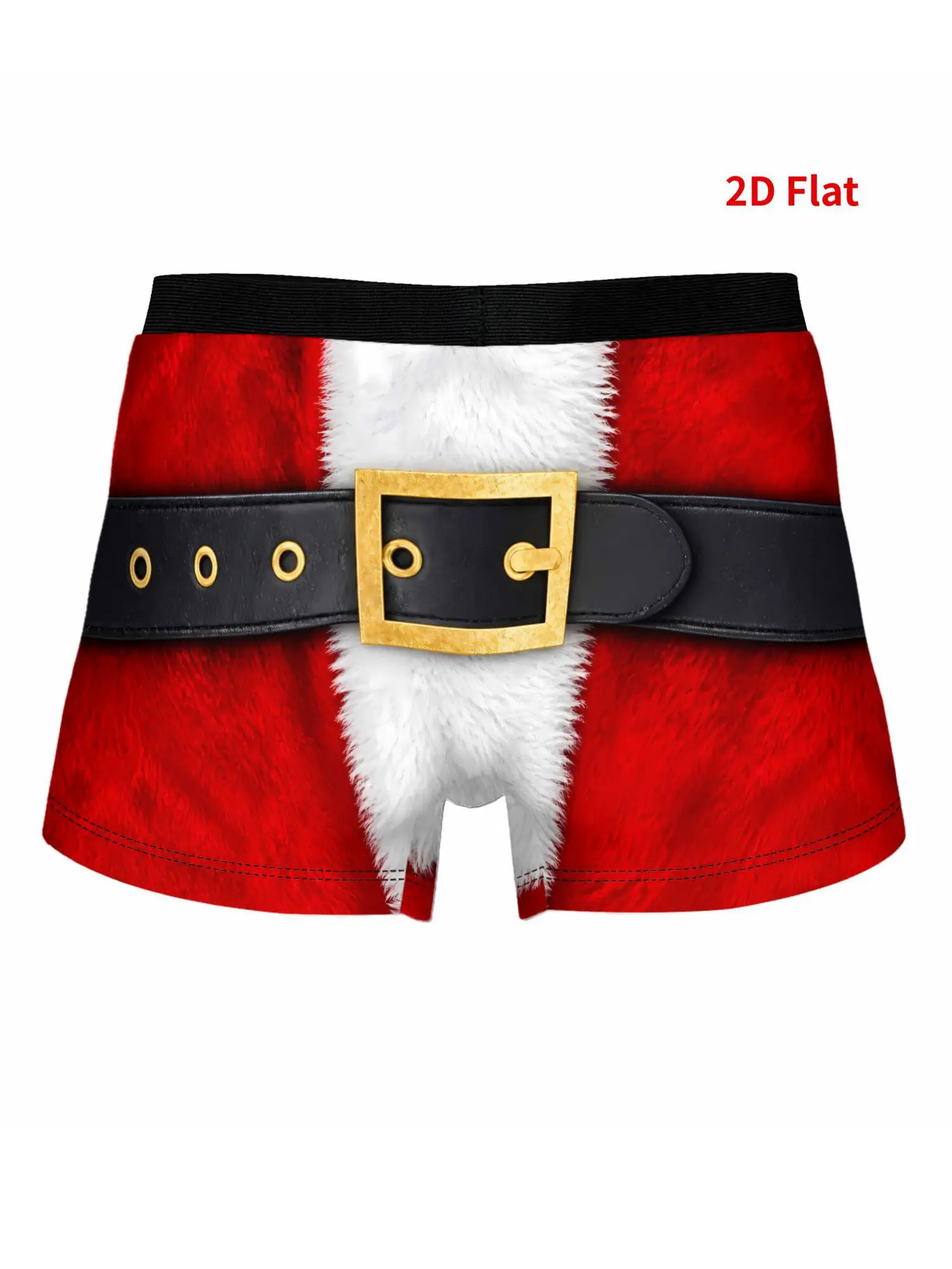 Men's Novelty Underwear with Santa Belt Detail & 2D Print Design - Lightweight Stretchable Polyester Suitable for Daily Wear