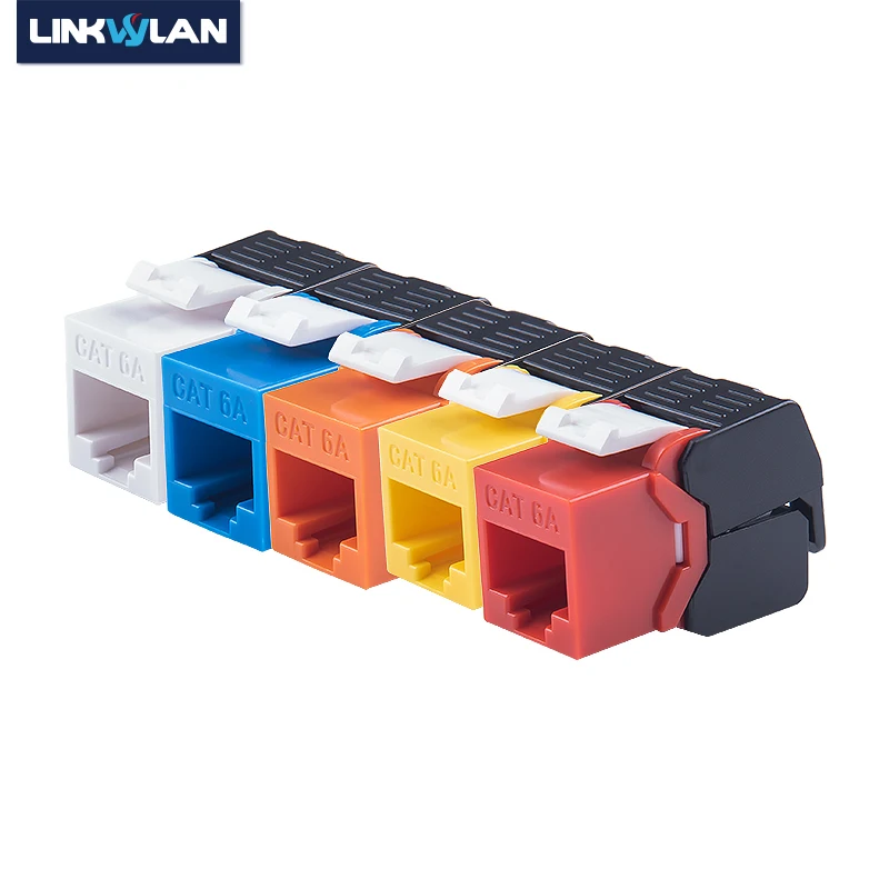 10G Ethernet RJ45 CAT6A Colorful Keystone Jacks Toolless Type Network Modules Tool-Free Connection 7 Colors For Optional